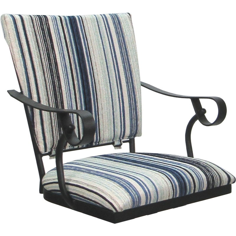 Set of 3 Outdoor Indoor Extra Tall Stools - Jenna PB Arms - Blue Fabric - Gray