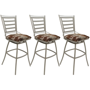 Set of 3 Outdoor Indoor Counter Stools Jenna Armless - Terracotta Fabric - Beige