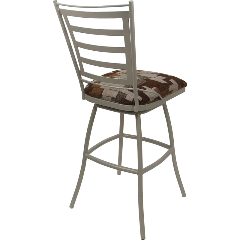 Set of 3 Outdoor Indoor Counter Stools Jenna Armless - Terracotta Fabric - Beige