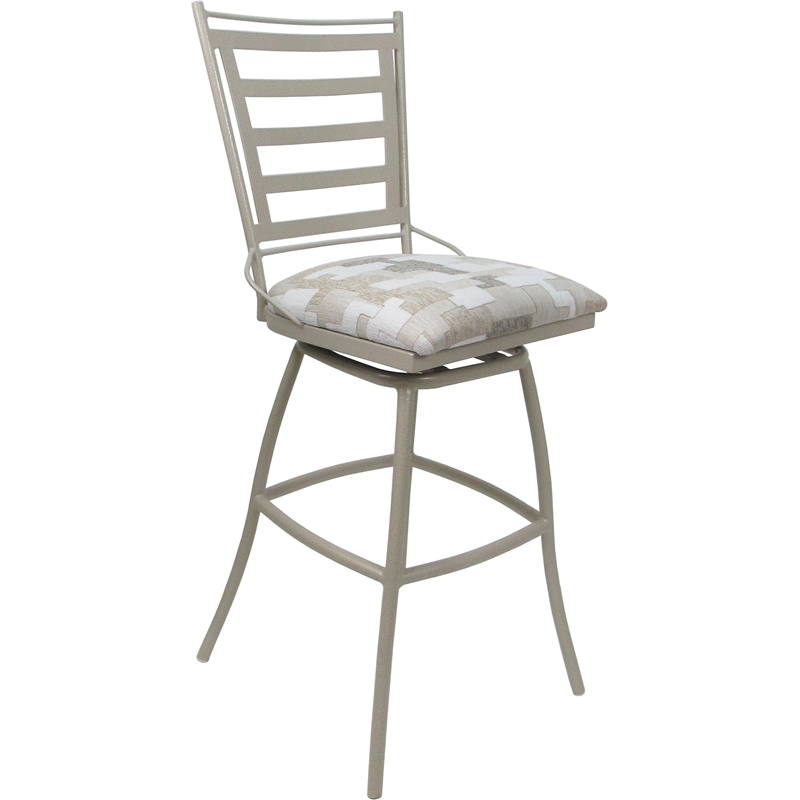 Set of 3 Outdoor Indoor Swivel Counter Stools -Jenna Armless White Fabrics Beige