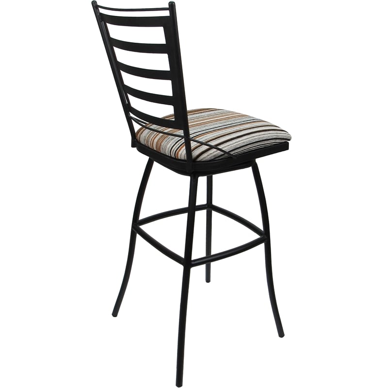 Set of 3 Outdoor Indoor Counter Stools - Jenna Armless - Nutmeg Fabric - Black