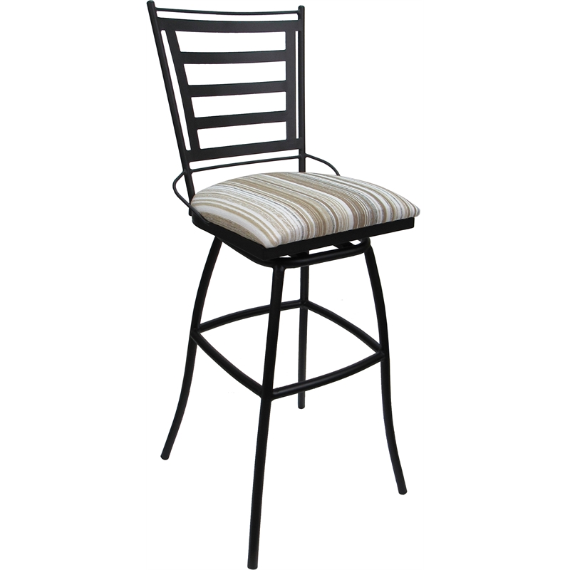 Set of 3 Outdoor Indoor Swivel Counter Stools Jenna Armless White Fabric - Black