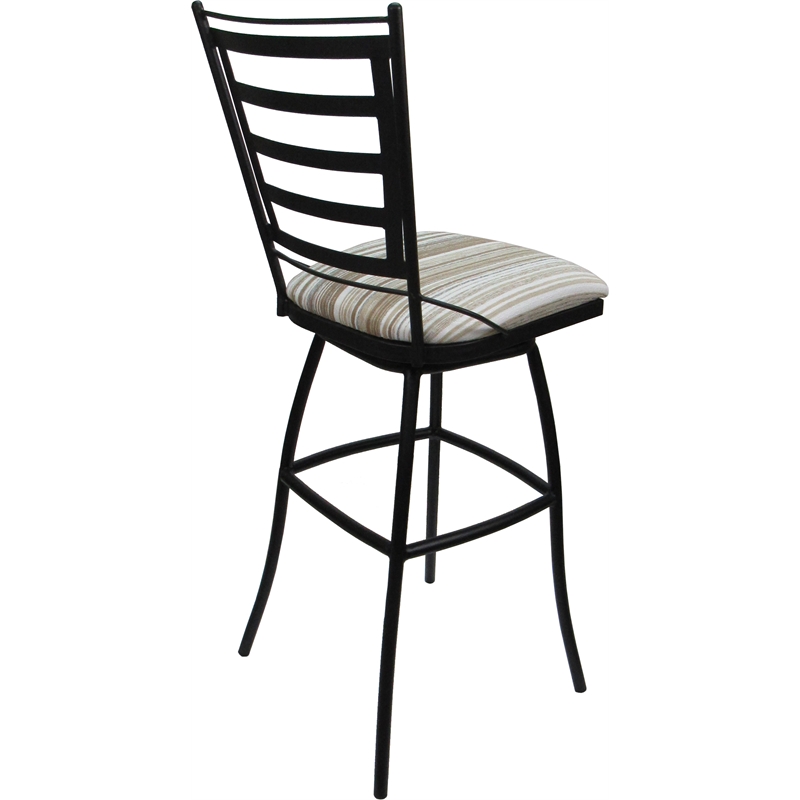 Set of 3 Outdoor Indoor Swivel Counter Stools Jenna Armless White Fabric - Black