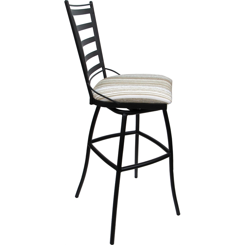 Set of 3 Outdoor Indoor Swivel Counter Stools Jenna Armless White Fabric - Black