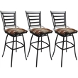 Set of 3 Outdoor Indoor Counter Stools -Jenna Armless - Terracotta Fabric - Gray