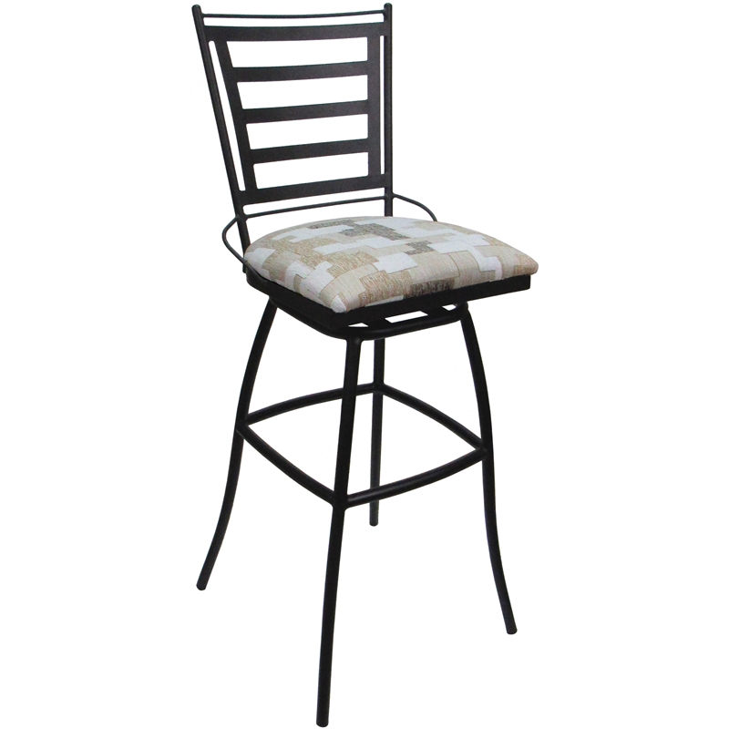 Set of 3 Outdoor Indoor Swivel Counter Stools Jenna Armless White Fabric - Gray