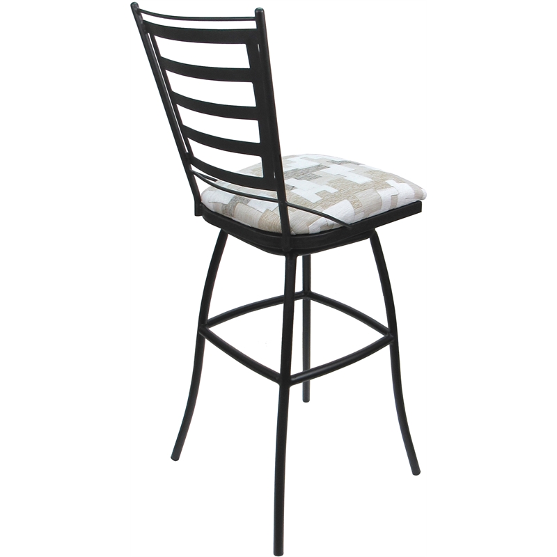 Set of 3 Outdoor Indoor Swivel Counter Stools Jenna Armless White Fabric - Gray