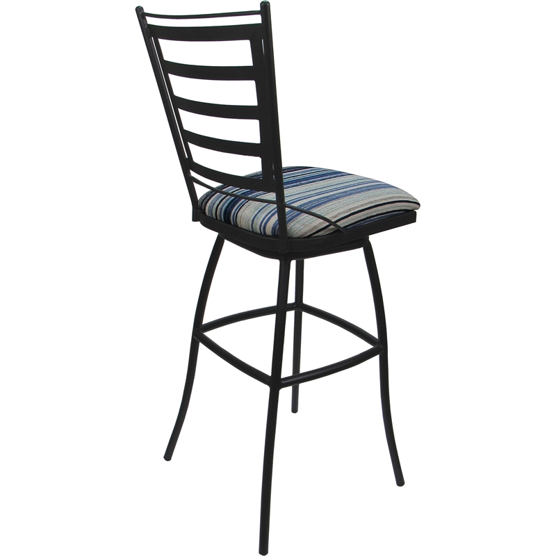 Set of 3 Outdoor Indoor Swivel Counter Stools Jenna Armless - Blue Fabric - Gray