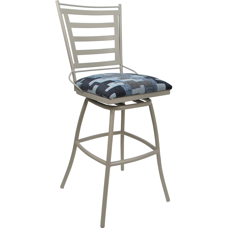 Set of 3 Outdoor Indoor Swivel Bar Stools - Jenna Armless - Flint Fabric - Beige