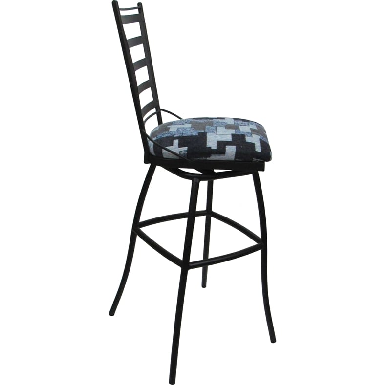Set of 3 Outdoor Indoor Swivel Bar Stools - Jenna Armless - Flint Fabric - Black