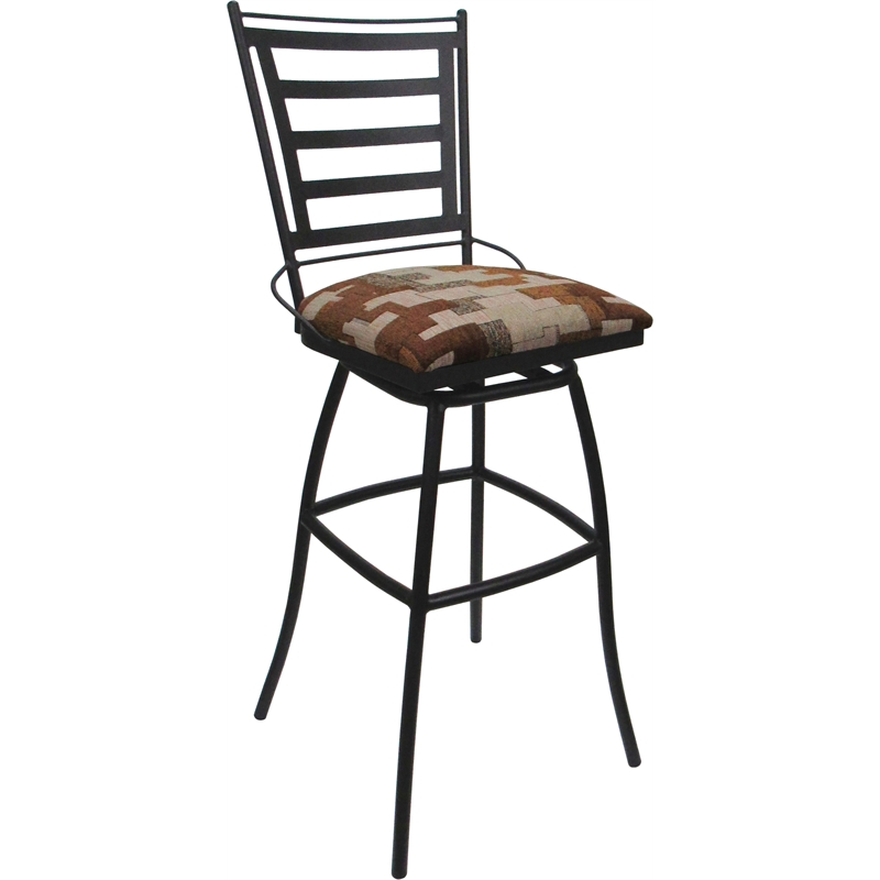 Set of 3 Outdoor Indoor Bar Stools - Jenna Armless - Terracotta Fabric - Gray