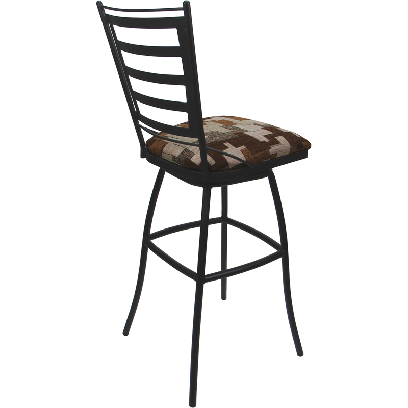 Set of 3 Outdoor Indoor Bar Stools - Jenna Armless - Terracotta Fabric - Gray