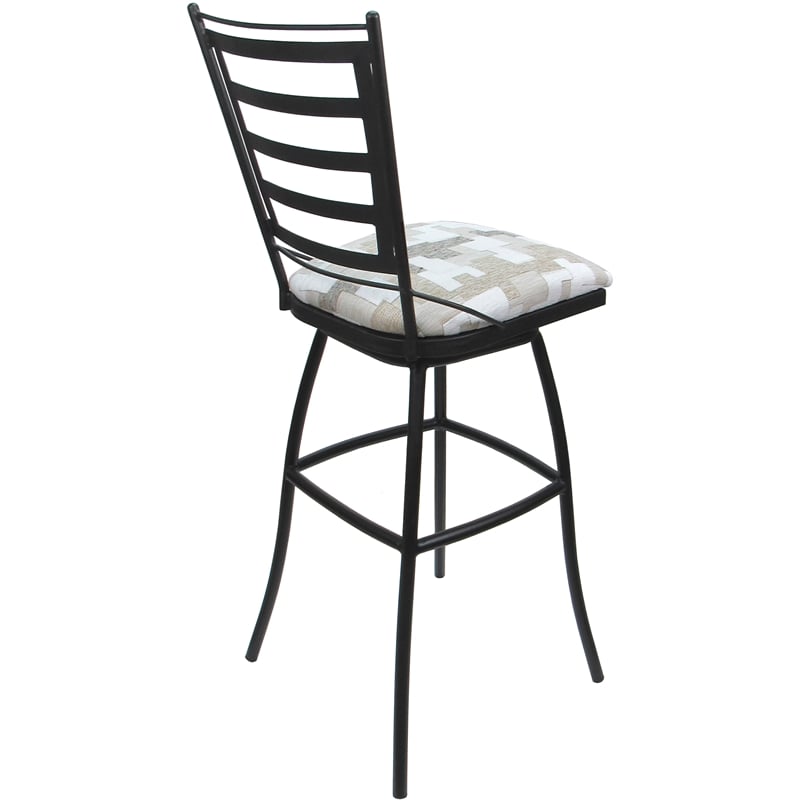 Set of 3 Outdoor Indoor Bar Stools - Jenna Armless - White Fabric - Gray