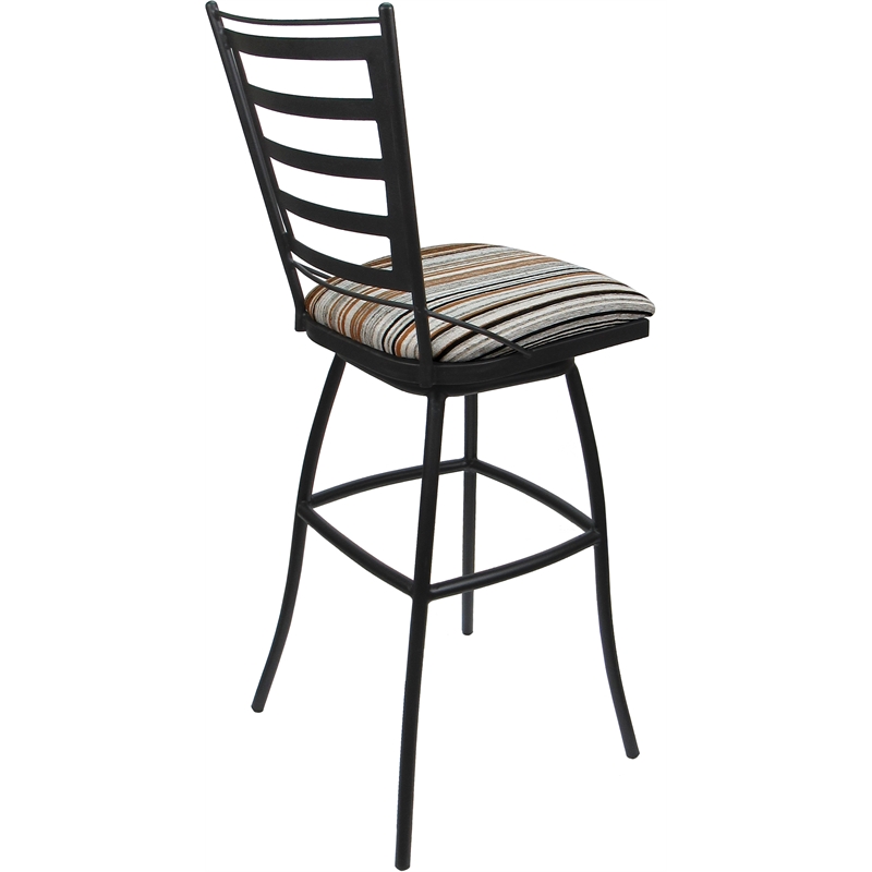 Set of 3 Outdoor Indoor Bar Stools - Jenna Armless - Nutmeg Fabric - Gray