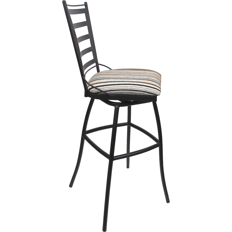 Set of 3 Outdoor Indoor Bar Stools - Jenna Armless - Nutmeg Fabric - Gray