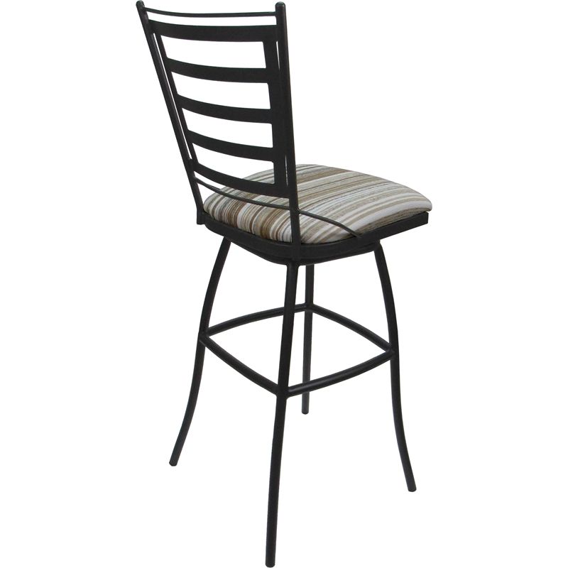 Set of 3 Outdoor Indoor Bar Stools - Jenna Armless - White Fabric - Gray