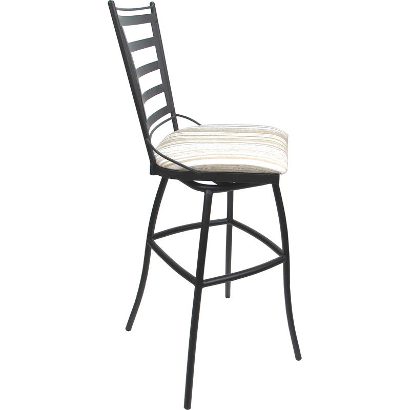 Set of 3 Outdoor Indoor Bar Stools - Jenna Armless - White Fabric - Gray