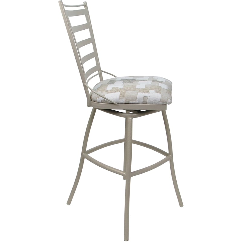Set of 3 Outdoor Indoor Extra Tall Stools - Jenna Armless - White Fabric - Beige