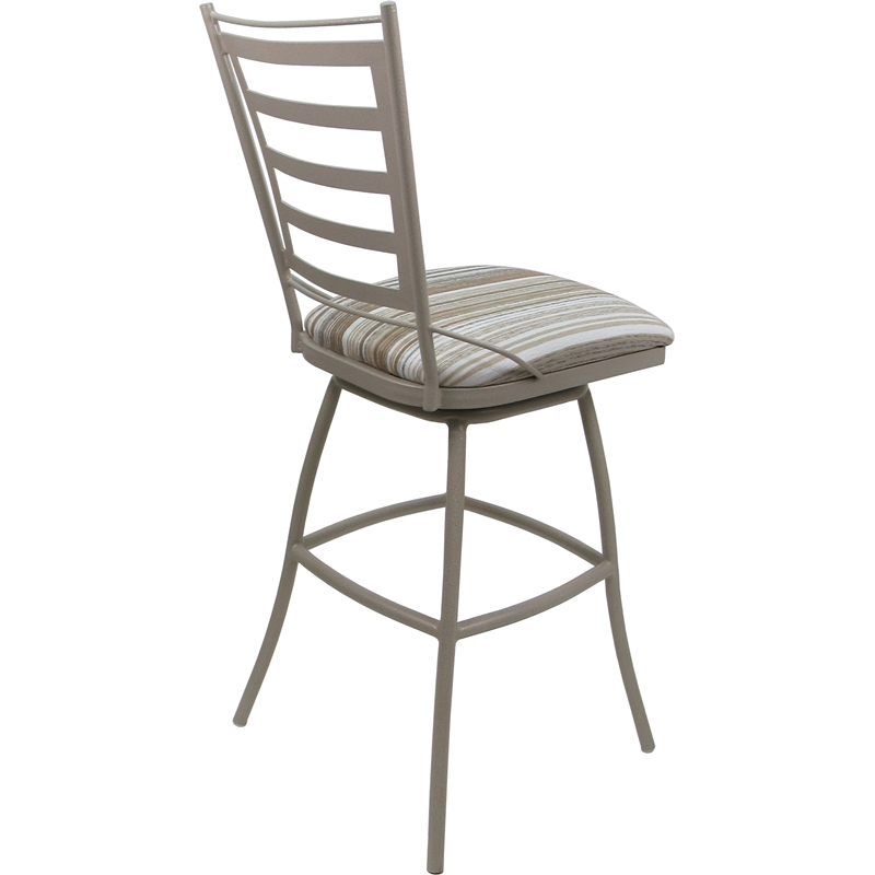 Set of 3 Outdoor Indoor Extra Tall Stools - Jenna Arms - White Fabric - Beige