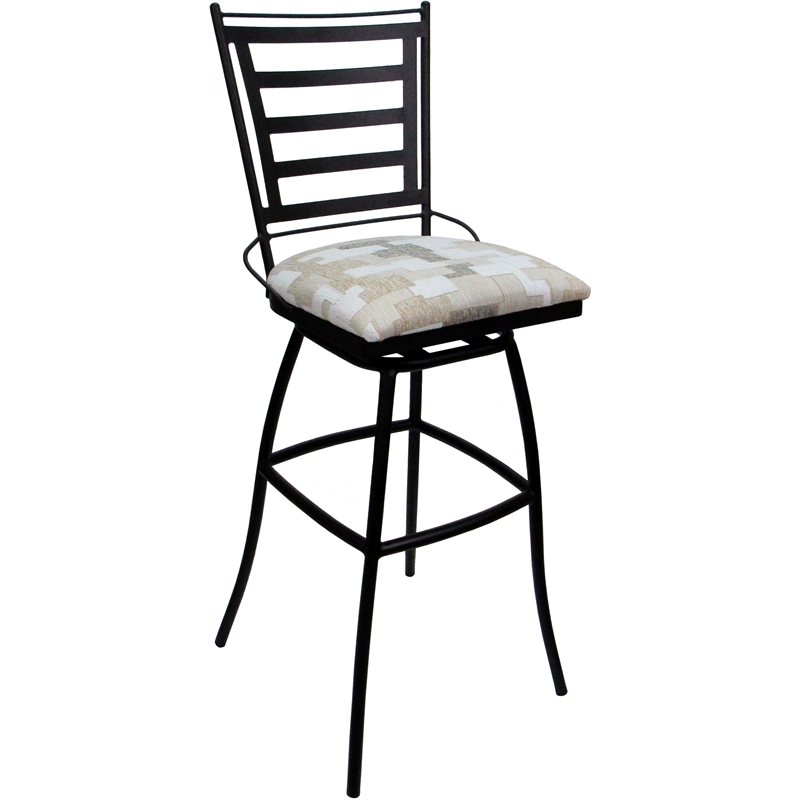 Set of 3 Outdoor Indoor Extra Tall Stools - Jenna Armless - White Fabric - Black