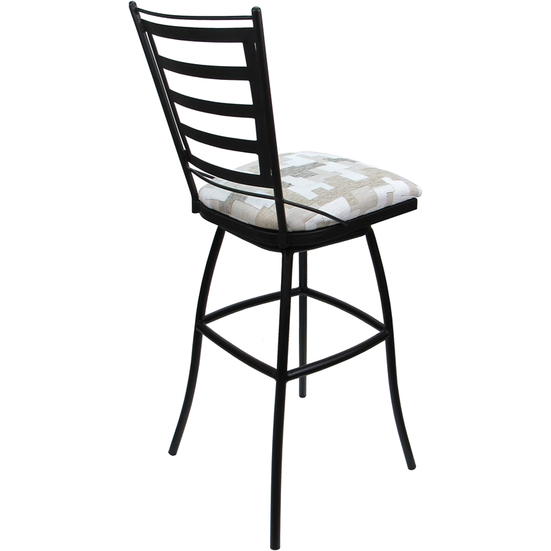 Set of 3 Outdoor Indoor Extra Tall Stools - Jenna Armless - White Fabric - Black