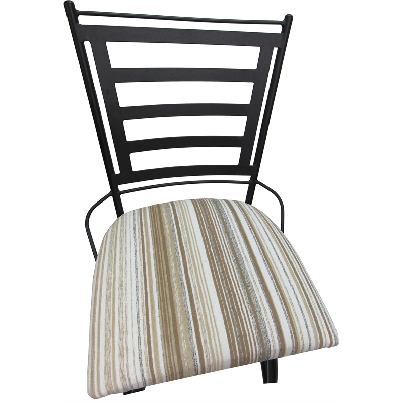 Set of 3 Outdoor Indoor Extra Tall Stools -Jenna Arms - White Fabric - Black