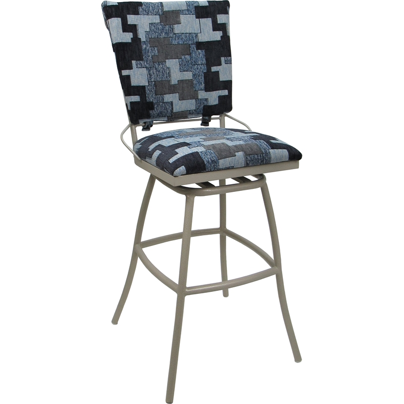 Set of 3 Outdoor Indoor Counter Stools - Jenna PB Armless - Flint Fabric - Beige