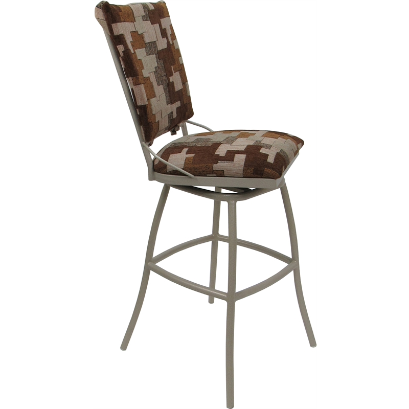 Set of 3 Outdoor Indoor Counter Stools Jenna PB Armless- Terracotta Fabric Beige