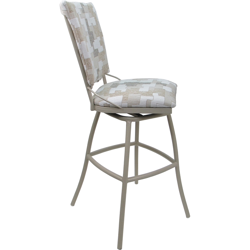 Set of 3 Outdoor Indoor Counter Stools - Jenna PB Armless - White Fabric - Beige