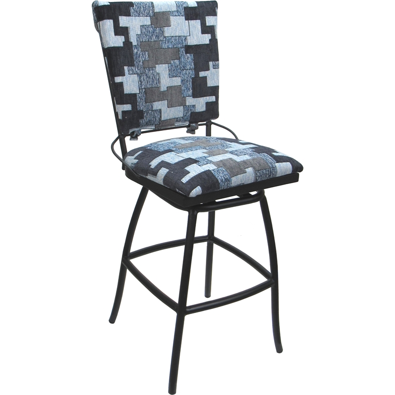 Set of 3 Outdoor Indoor Counter Stools -Jenna PB Armless - Flint Fabric - Black