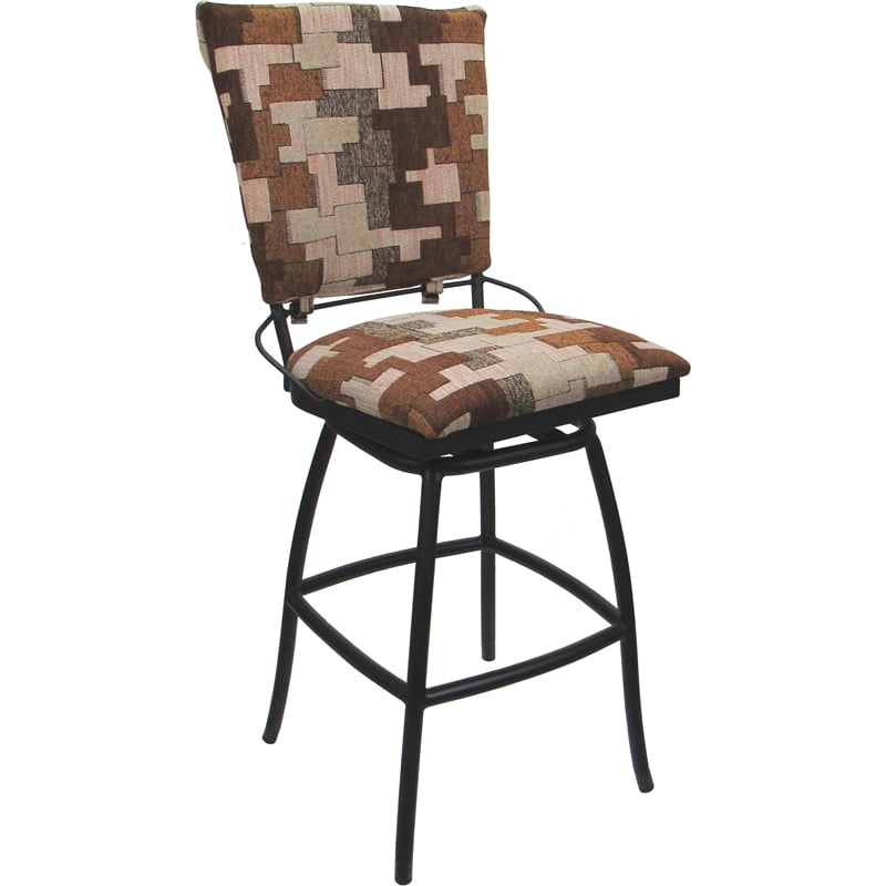 Set of 3 Outdoor Indoor Counter Stools Jenna PB Armless- Terracotta Fabric Black