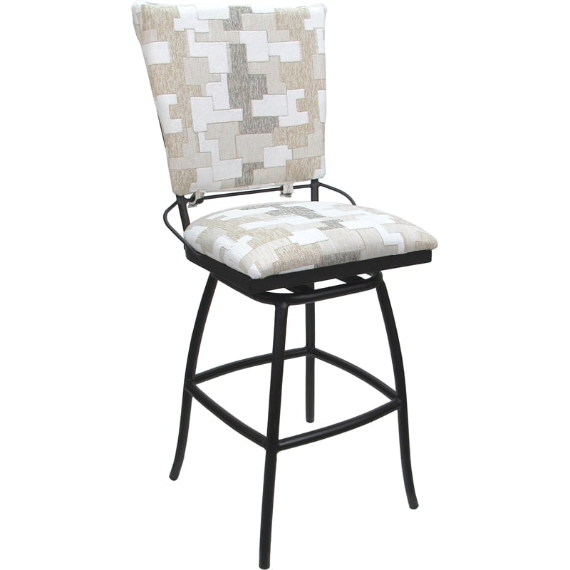 Set of 3 Outdoor Indoor Counter Stools -Jenna PB Armless - White Fabric - Black