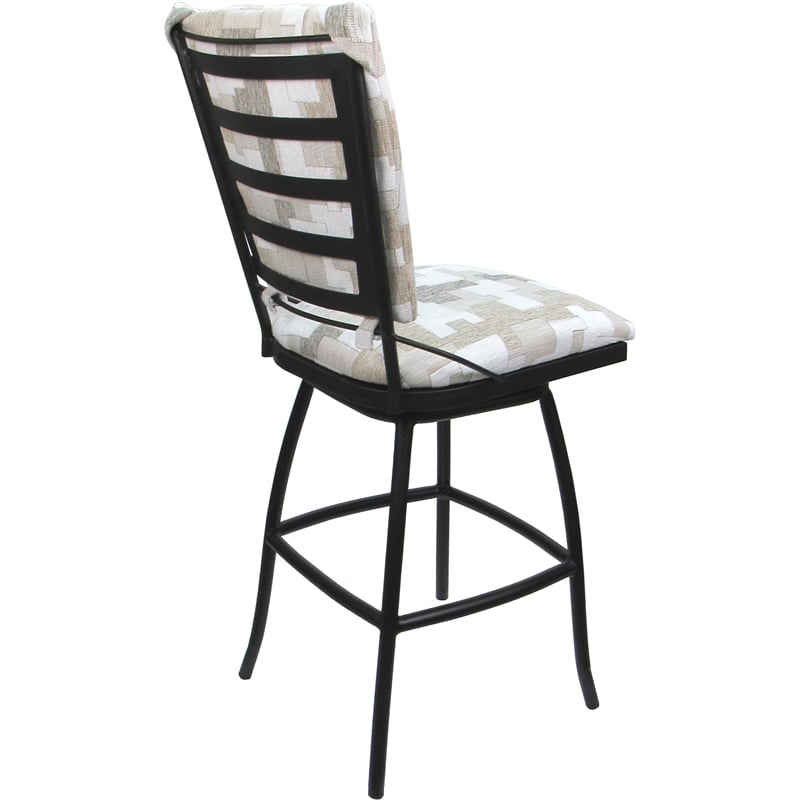 Set of 3 Outdoor Indoor Counter Stools -Jenna PB Armless - White Fabric - Black
