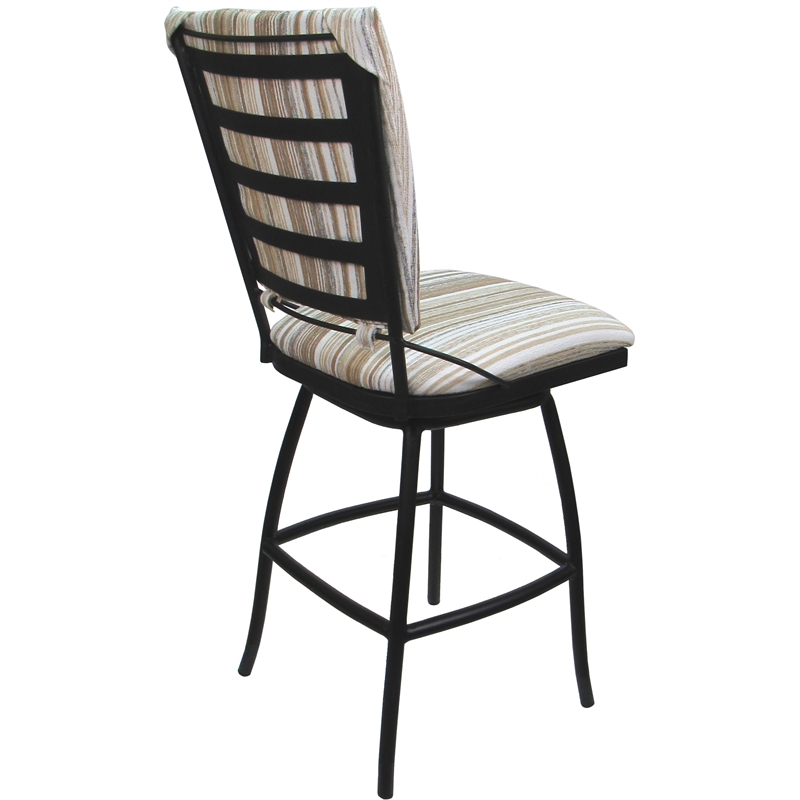 Set of 3 Outdoor Indoor Counter Stools - Jenna PB Armless - White Fabric - Black