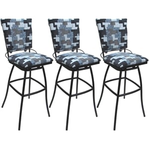 Set of 3 Outdoor Indoor Counter Stools - Jenna PB Armless - Flint Fabric - Gray