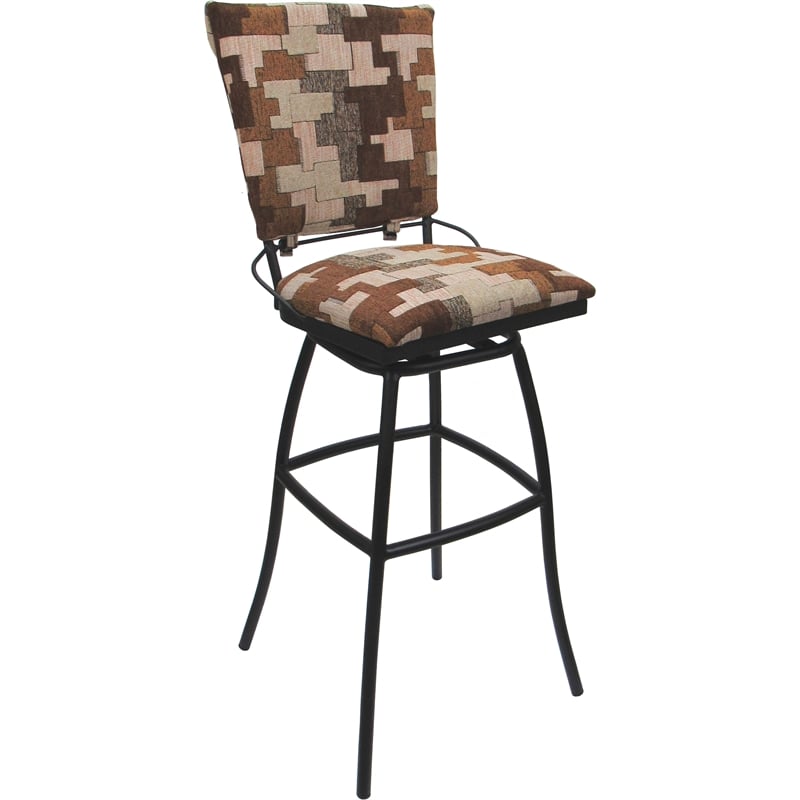 Set of 3 Outdoor Indoor Counter Stools Jenna PB Armless Terracotta Fabric - Gray