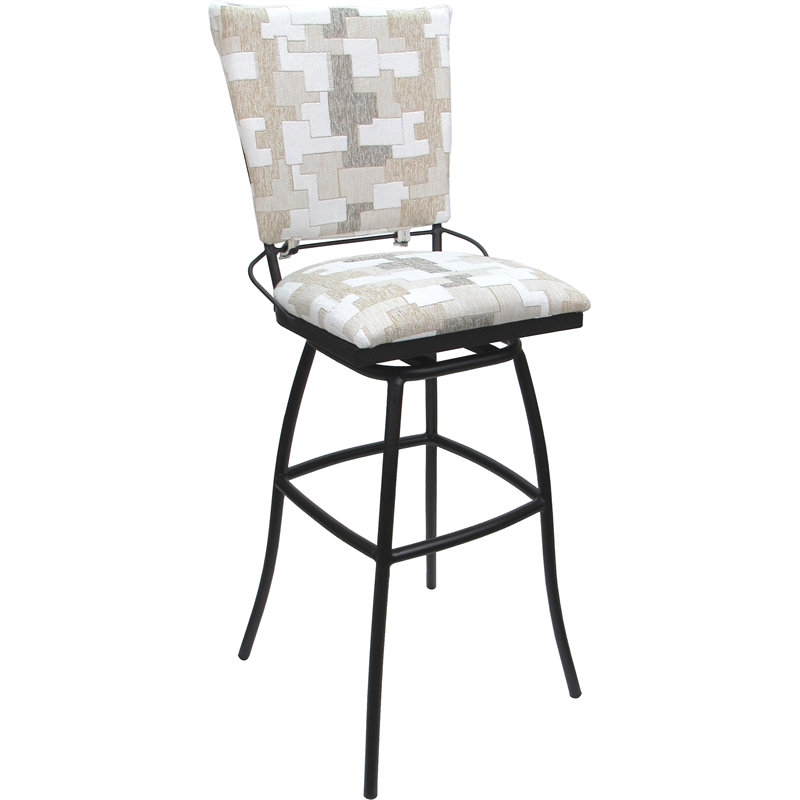 Set of 3 Outdoor Indoor Counter Stools - Jenna PB Armless - White Fabric - Gray