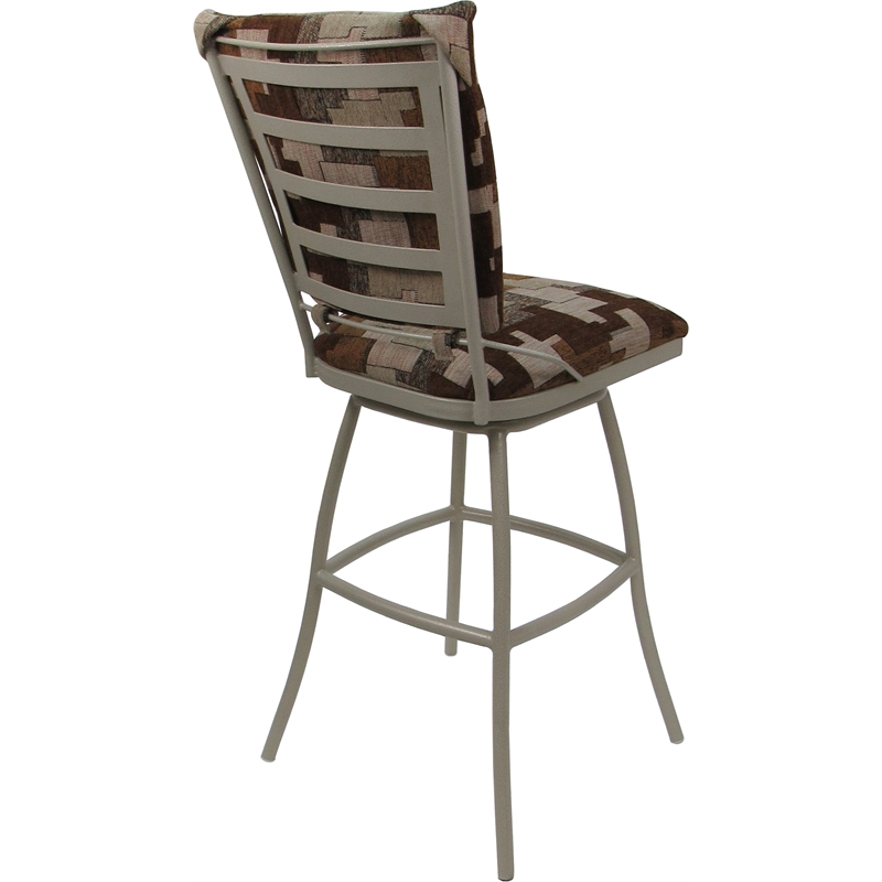Set of 3 Outdoor Indoor Bar Stools - Jenna PB Armless- Terracotta Fabric - Beige
