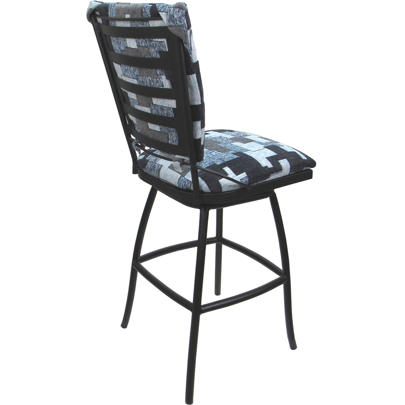 Set of 3 Outdoor Indoor Bar Stools - Jenna PB Armless - Flint Fabric - Black