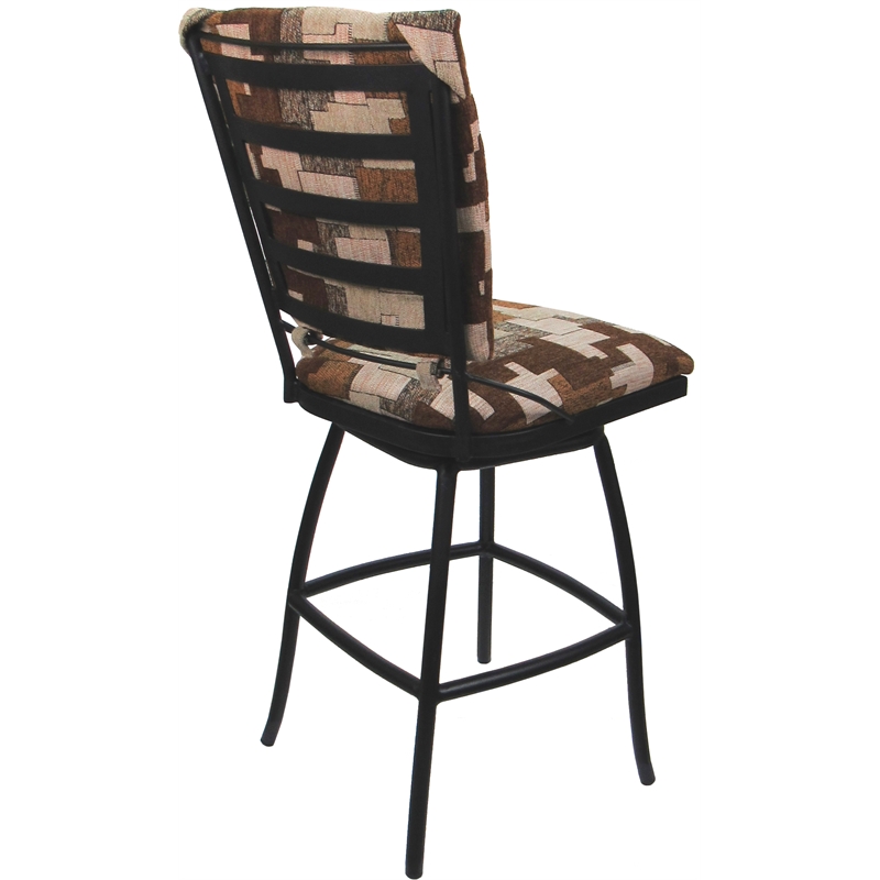 Set of 3 Outdoor Indoor Bar Stools - Jenna PB Armless- Terracotta Fabric - Black