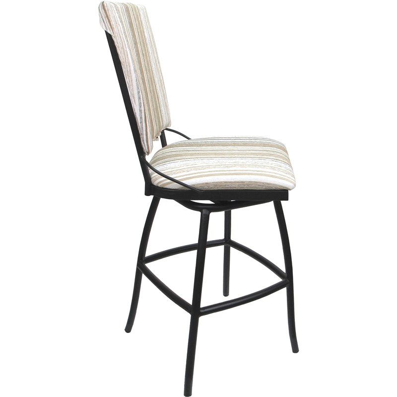 Set of 3 Outdoor Indoor Bar Stools - Jenna PB Armless - White Fabric - Black