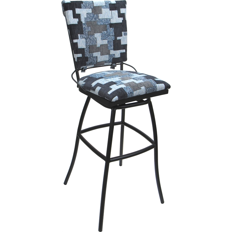 Set of 3 Outdoor Indoor Bar Stools - Jenna PB Armless - Flint Fabric - Gray