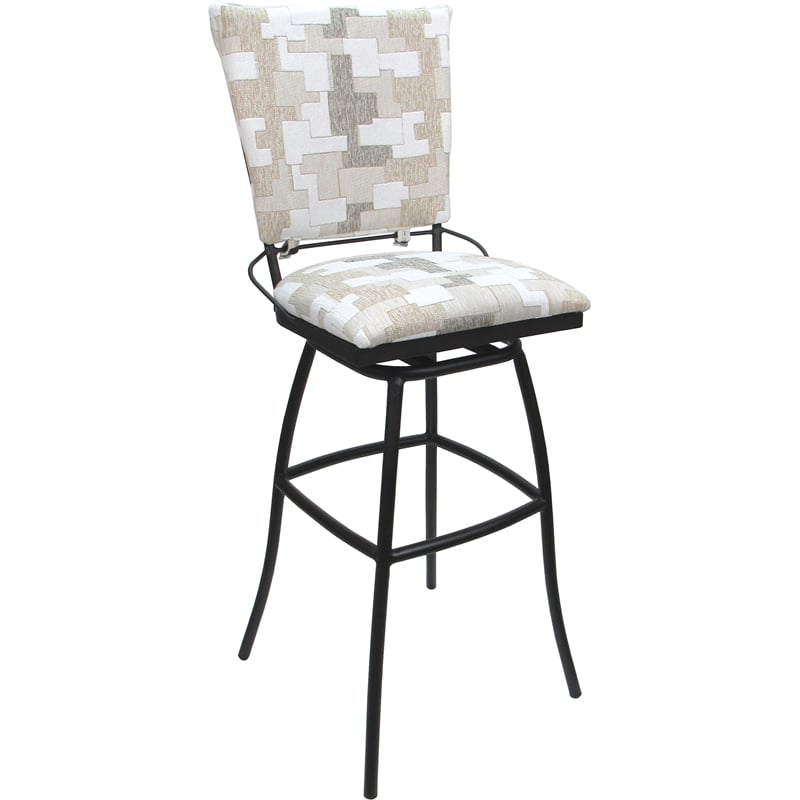Set of 3 Outdoor Indoor Bar Stools - Jenna PB Armless - White Fabric - Gray