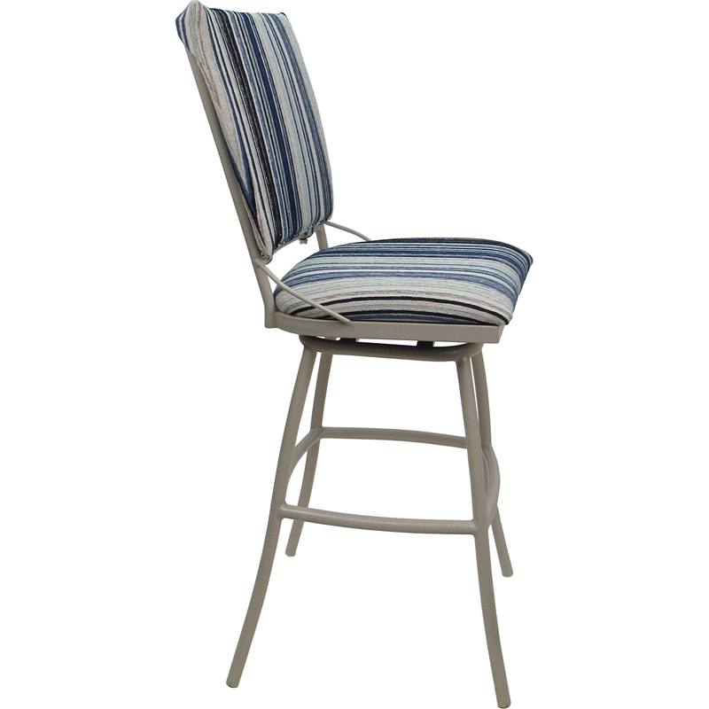 Set of 3 Outdoor Indoor Extra Tall Stools Jenna PB Armless - Blue Fabric -Beige