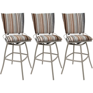 Set of 3 Outdoor Indoor Extra Tall Stools -Jenna Armless - Nutmeg Fabric - Beige