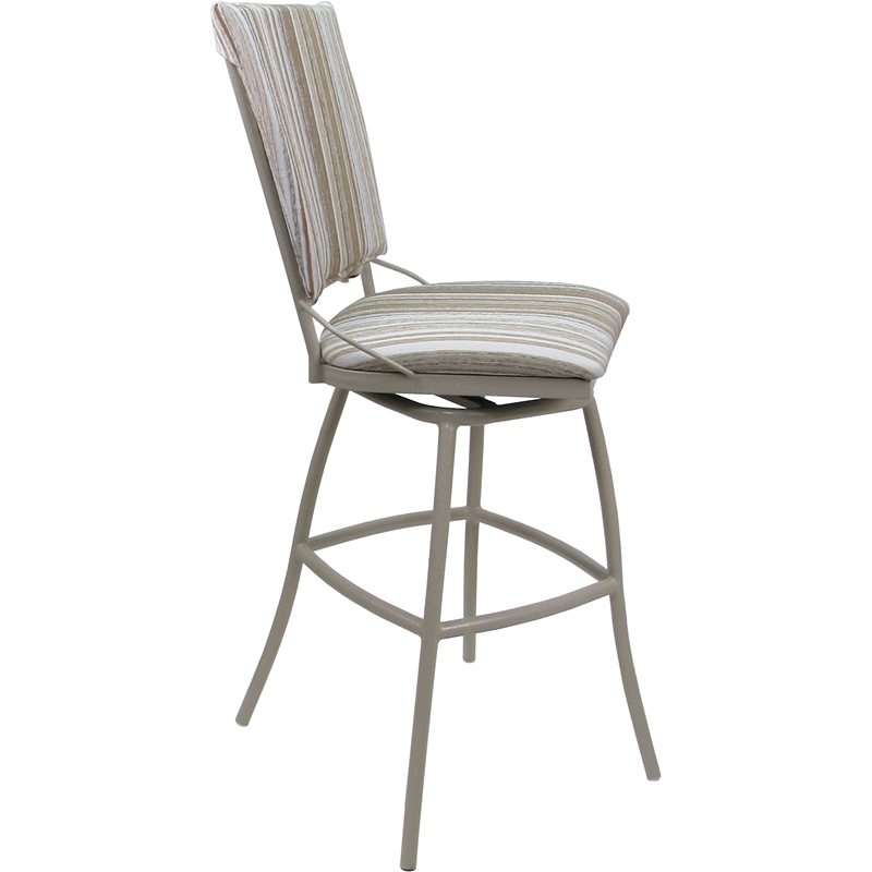 Set of 3 Outdoor Indoor Extra Tall Stools - Jenna Armless - White Fabric - Beige