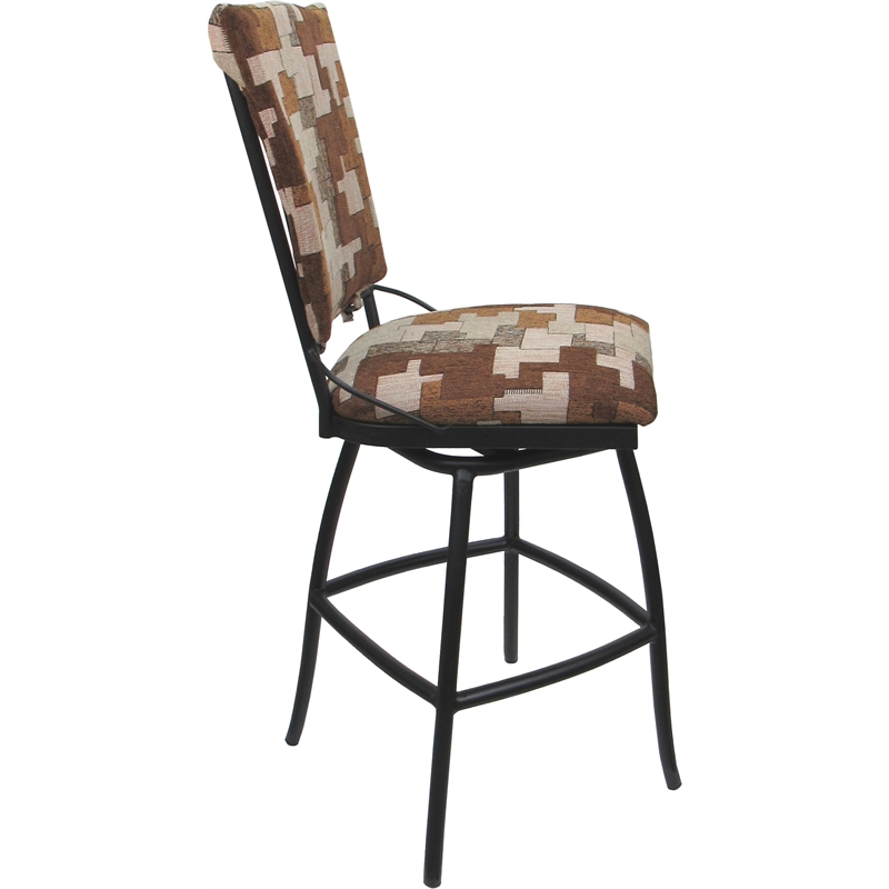 Set of 3 Outdoor Indoor Extra Tall Stools Jenna Armless Terracotta Fabric -Black