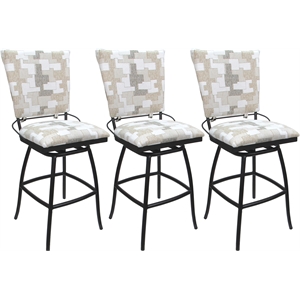 Set of 3 Outdoor Indoor Extra Tall Stools Jenna PB Armless - White Fabric -Black