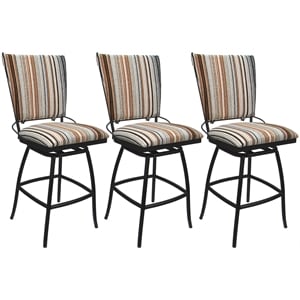 Set of 3 Outdoor Indoor Extra Tall Stools Jenna Armless - Nutmeg Fabric - Black