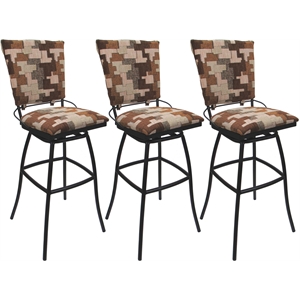Set of 3 Outdoor Indoor Extra Tall Stools Jenna Armless Terracotta Fabric - Gray